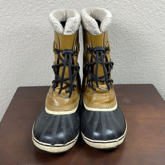 Sorel Yoot Pac Boots Beige Black Lace Up Waterproof Winter Snow Duck Sz 7 - Picture 3 of 12
